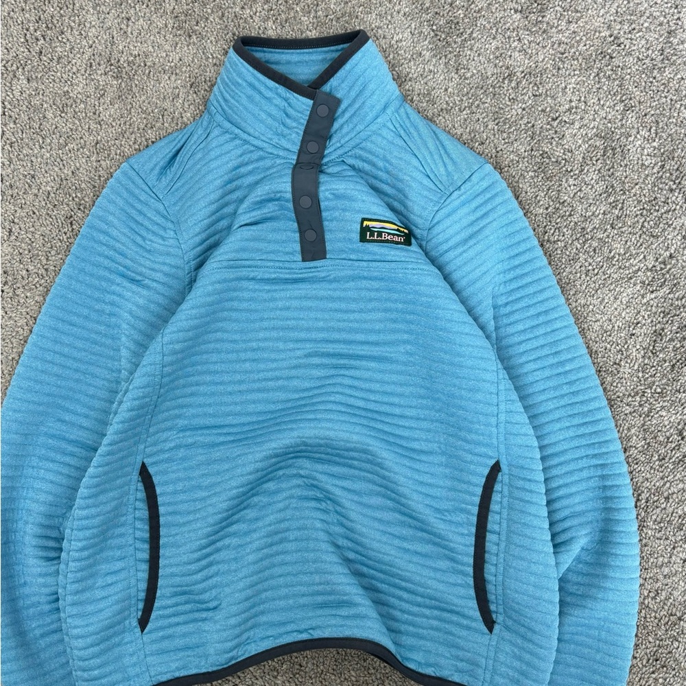 L.L bean blue airlight‎ knit 1/4 snap lightweight pullover